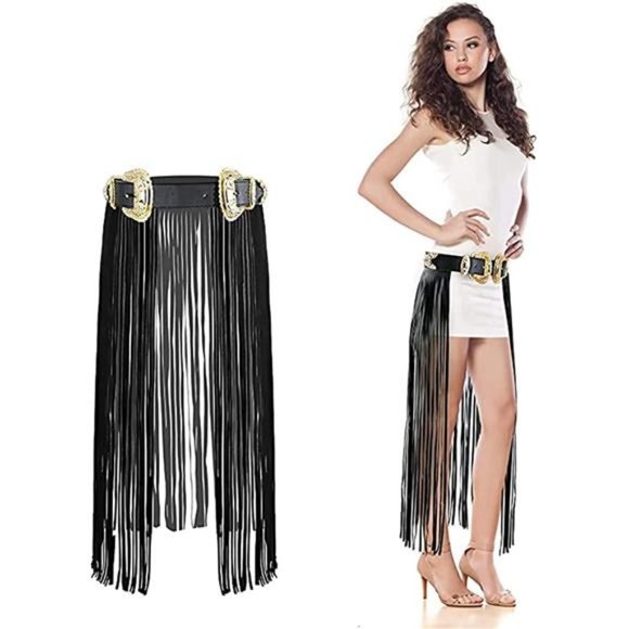 VITOGIFTRIA Western Vintage Punk Tassels Skirt Belt Fringe Waistband Party Dance main image 6